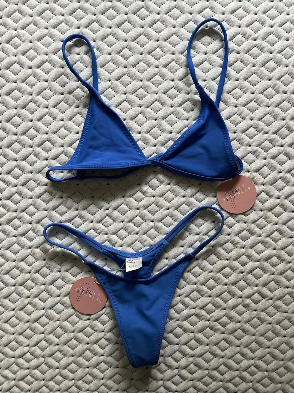barely there Deep Blue Triangle Bikini Set